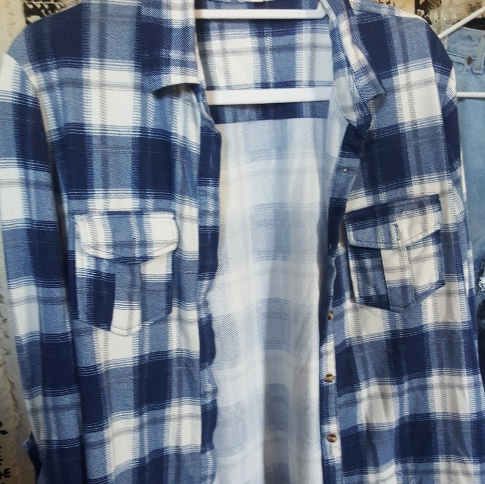 Blue and white soft flannel